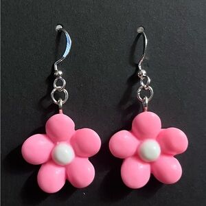 Pink Flower Dangle Earrings